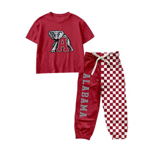 Preorder Baby Boys Red Alabama Shirt Top Pockets Joggers Team Clothes Sets BSPO0697