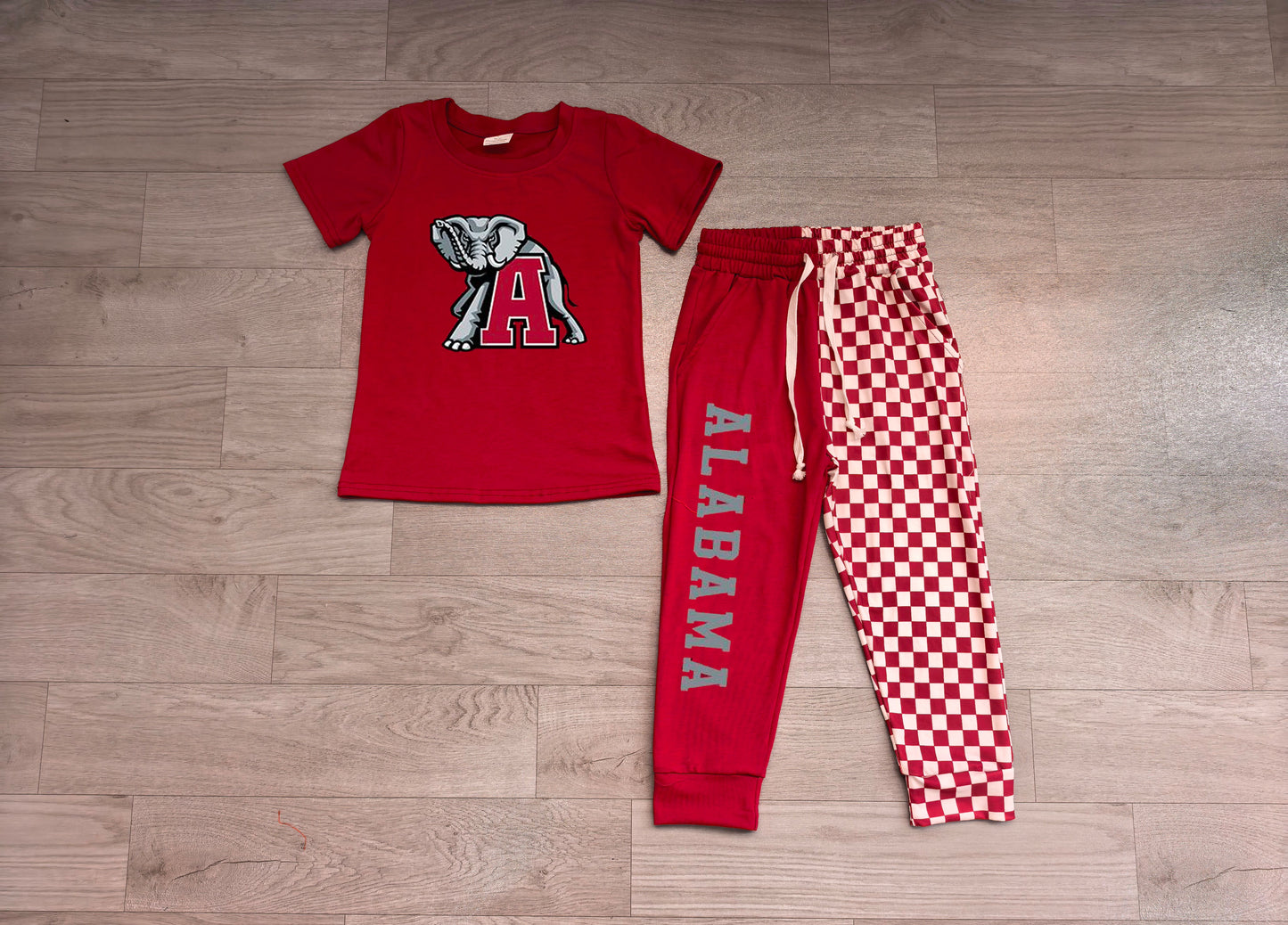 Baby Boys Clothes Vinyl Alabama Shirt Top Pockets Joggers Team Clothes Sets Preorder BSPO0697