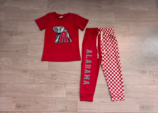 Baby Boys Clothes Vinyl Alabama Shirt Top Pockets Joggers Team Clothes Sets Preorder BSPO0697