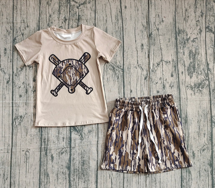 Baby Girls Olive Camo Baseball Top Shorts Team Clothes Sets Preorder 10.24