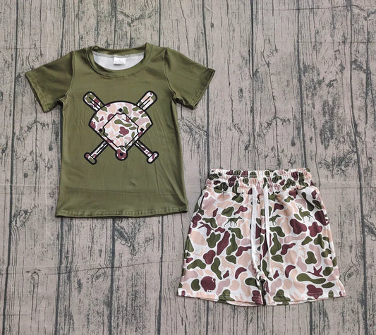 Baby Girls Deer Ducks Camo Baseball Top Shorts Team Clothes Sets Preorder 10.24