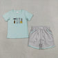 Sibling Baby Boys Embroidery Tools Top Checked Pockets Short Clothes Set Rompers