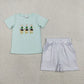 Sibling Baby Boys Embroidery Bunny Ducks Top Pockets Short Hunting Clothes Set Rompers