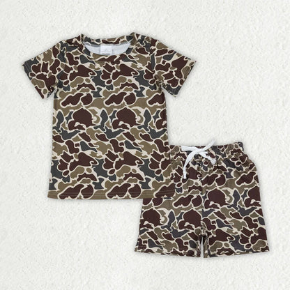 Sibling Clothing Baby Boys Short Sleeve Southern Camo Top Pockets Shorts Pajamas Clothes Sets
