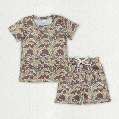 Sibling Clothing Baby Boys Short Sleeve Southern Camo Top Pockets Shorts Pajamas Clothes Sets