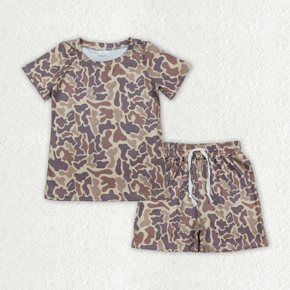 Sibling Clothing Baby Boys Short Sleeve Southern Camo Top Pockets Shorts Pajamas Clothes Sets