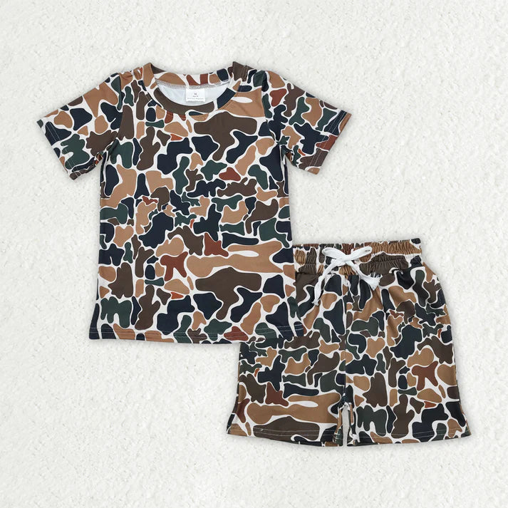 Sibling Clothing Baby Boys Short Sleeve Southern Camo Top Pockets Shorts Pajamas Clothes Sets