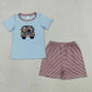 Sibling Baby Boys Embroidery Popsicle Flags Top Pockets Short 4th of July Clothes Sets