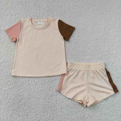 Sibling Baby Kids Clothes Patchwork Shirts Tops Shorts Clothes Set Rompers