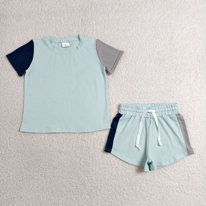 Sibling Baby Kids Clothes Patchwork Shirts Tops Shorts Clothes Set Rompers