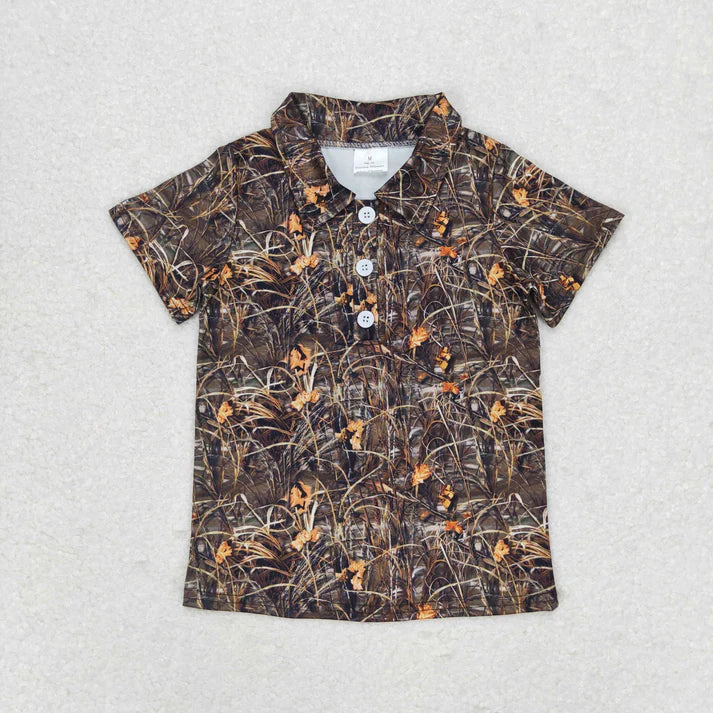Sibling Baby Boys Short Sleeve Southern Camo Button Polo Shirts Tops