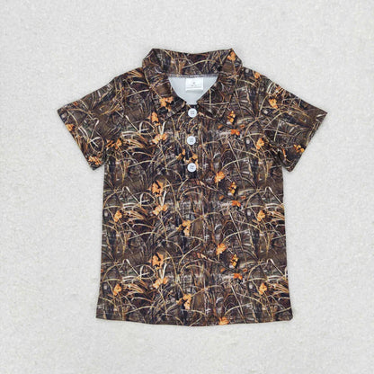 Sibling Baby Boys Short Sleeve Southern Camo Button Polo Shirts Tops