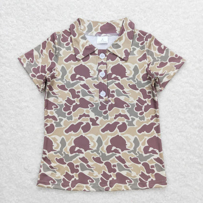Sibling Baby Boys Short Sleeve Southern Camo Button Polo Shirts Tops