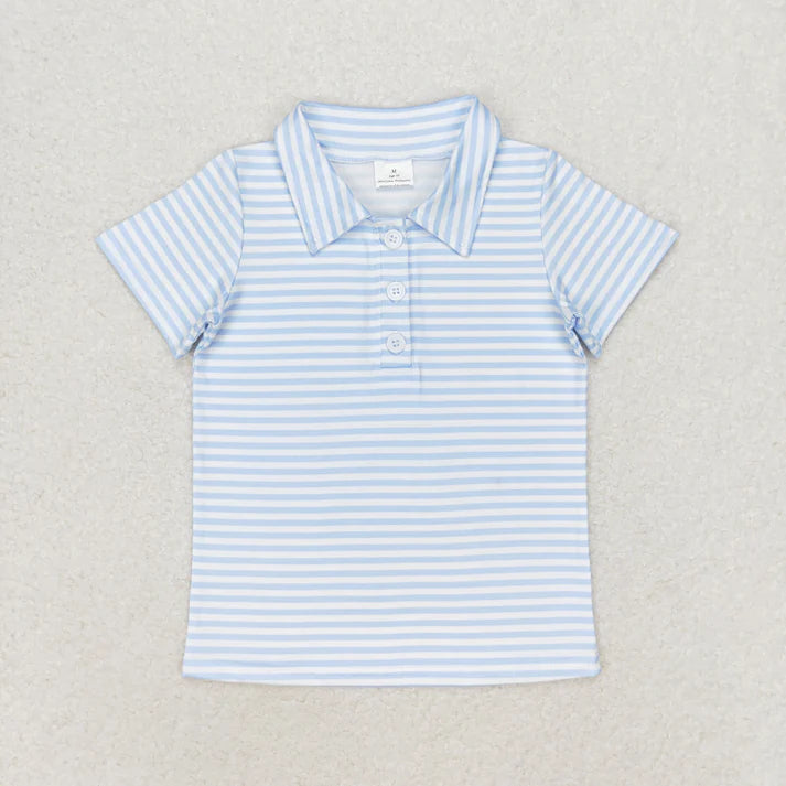 Sibling Baby Boys Short Sleeve Colorful Stripe Button Polo Shirts Tops