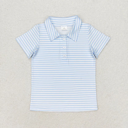 Sibling Baby Boys Short Sleeve Colorful Stripe Button Polo Shirts Tops