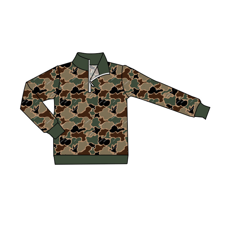 Baby Boys Clothes Green Camo Ducks Zip Pullovers Shirts Tops Preorder BT0799