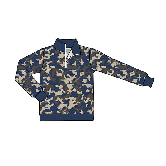 Baby Boys Clothes Navy Camo Zip Pullovers Shirts Tops Preorder BT0800