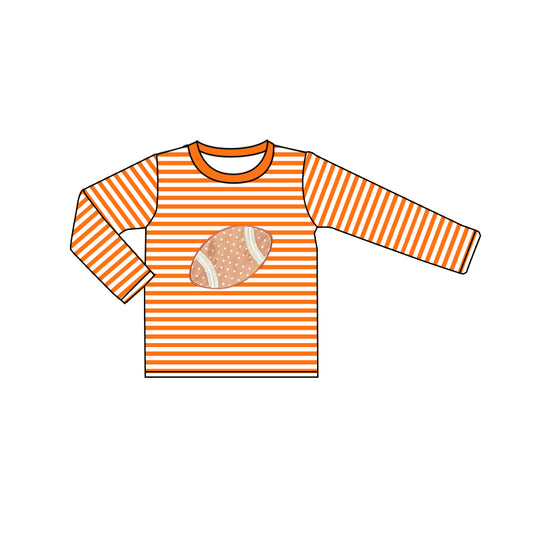 Baby Boys T-shirts Fall Football Orange Stripes Long Sleeve Tee Shirts Tops Preorder BT0812