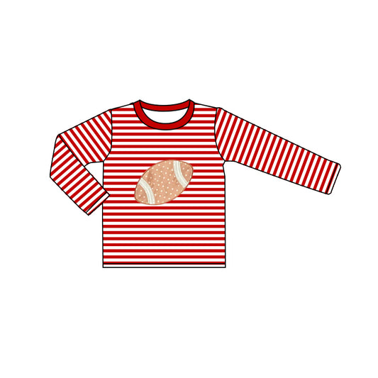 Baby Boys Clothes Fall Football Red Stripes Long Sleeve Tee Shirts Tops Preorder BT0813