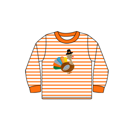 Baby Boys Clothes Top Thanksgiving Turkey Stripes Long Sleeve Tee Shirts Tops Preorder BT0816