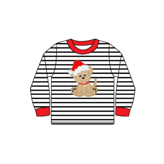 Baby Boys Clothes Top Stripes Christmas Dog Long Sleeve Tee Shirts Tops Preorder BT0819