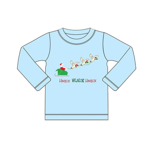 Baby Boys Clothes Top Blue Christmas Santa Ducks Long Sleeve Tee Shirts Tops Preorder BT0831