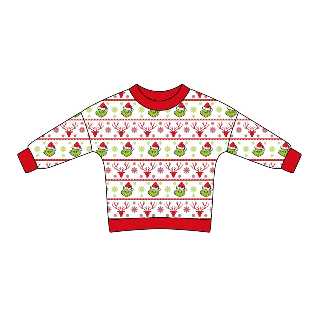 Baby Kids Clothes Tops Christmas Green Deer Long Sleeve Tee Shirts Tops Preorder BT0836