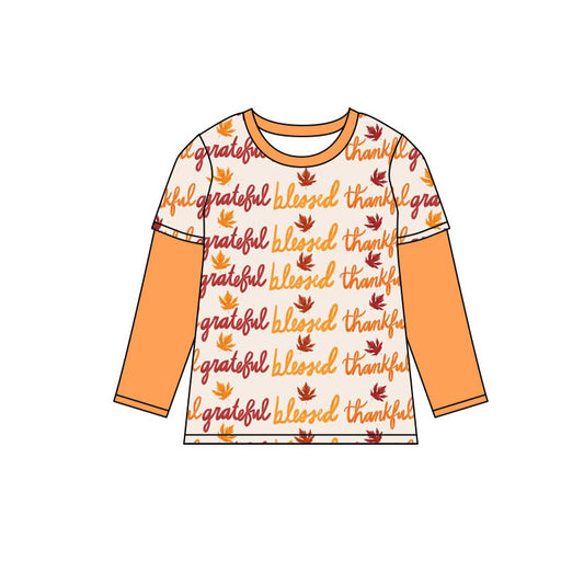 Baby Boys Clothes Tops Thanksgiving Grateful Tee Shirts Tops Preorder BT0838