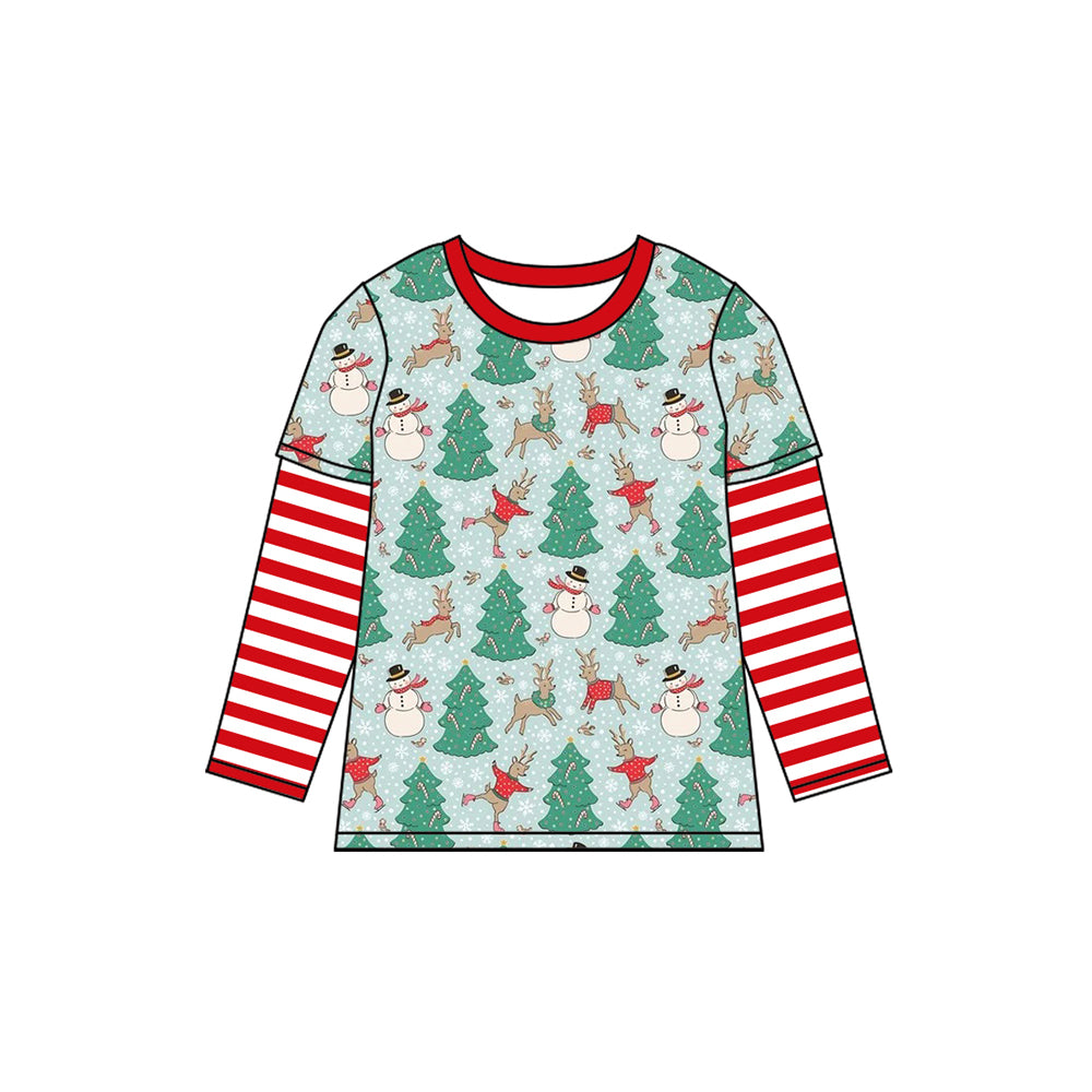 Baby Boys Clothes Tops Christmas Tree Snowman Tee Shirts Tops Preorder BT0841