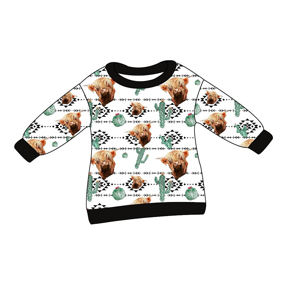 Baby Boys Top Western Highland Cow Cactus Tee Shirts Top Preorder BT0843