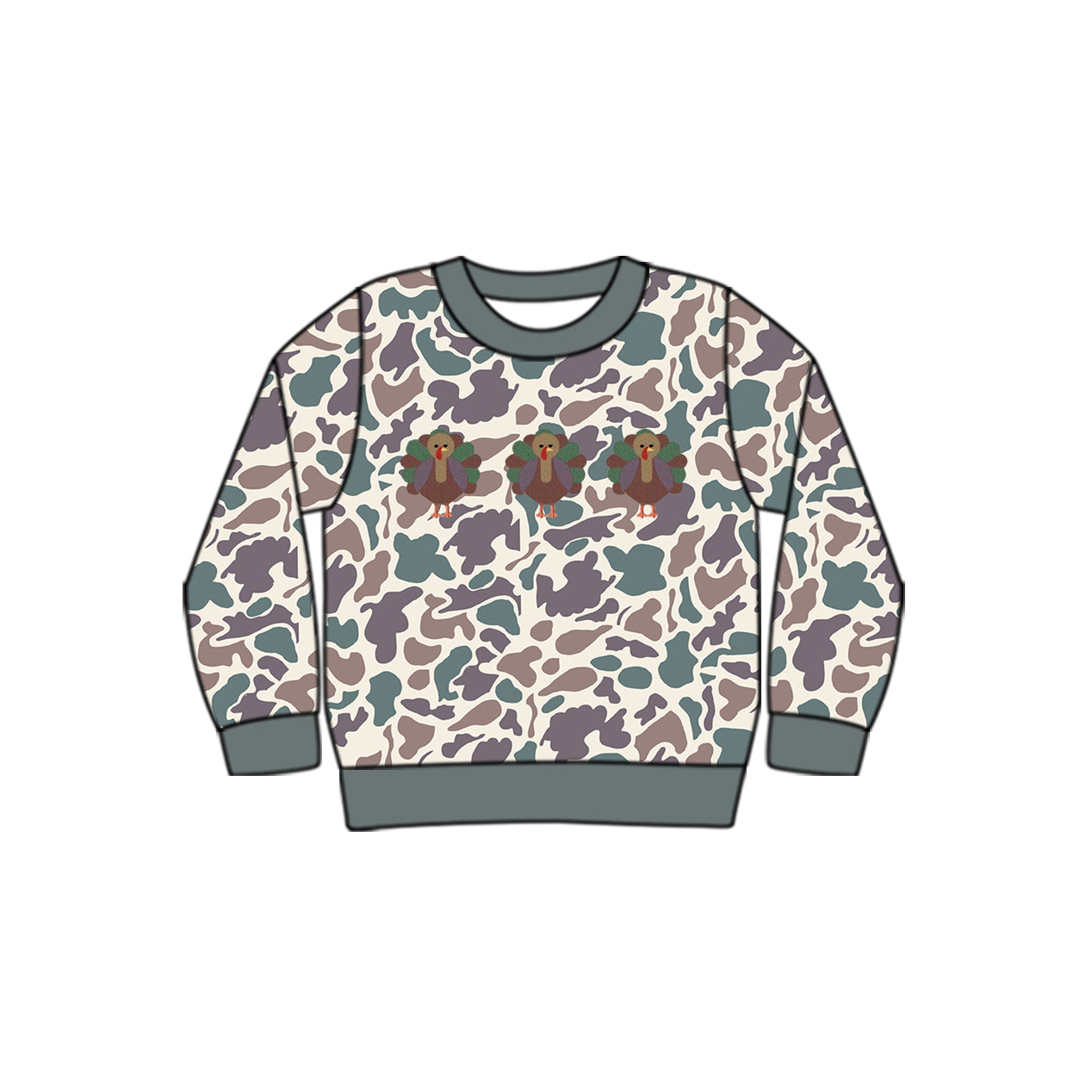 Baby Boys Clothes Tops Thanksgiving Camo Turkey Long Sleeve Tee Shirts Tops Preorder BT0863