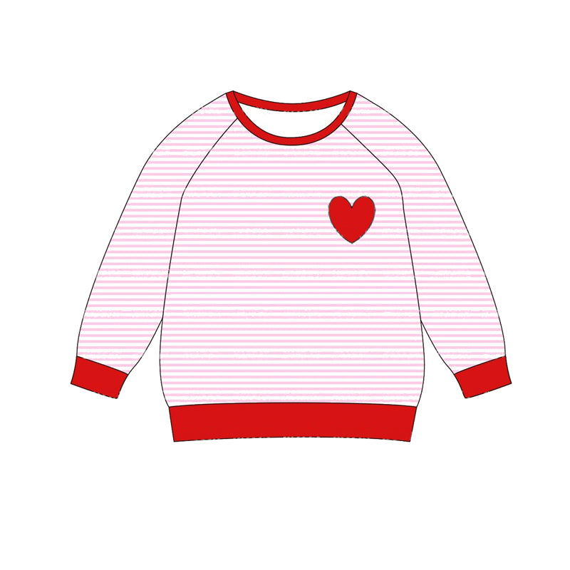 Baby Girls Clothes Tops Pink Stripes Heart Long Sleeve Tee Shirts Tops Preorder BT0866