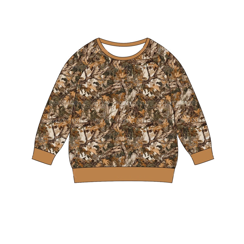 Baby Boys Clothes Tops Brown Camo Leaves Long Sleeve Tee Shirts Tops Preorder BT0885