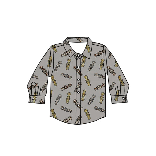 Baby Boys Shirts Duck Call Buttons Long Sleeve Tee Shirts Tops Preorder BT0886