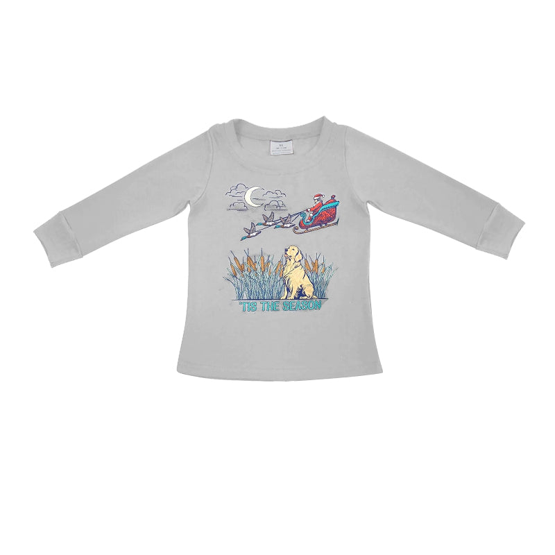 Baby Boys Clothes Tops Christmas Grey Dog Long Sleeve Tops Preorder BT0899