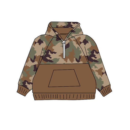 Baby Boys Clothes Tops Brown Camo Hooded Pullovers Tops Preorder BT0912