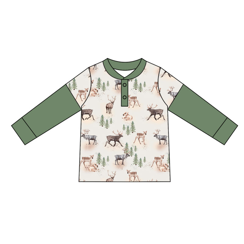 Baby Boys Clothes Hunting Deer Long Sleeve Tee Shirts Tops Preorder BT0917