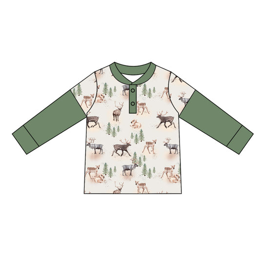 Baby Boys Clothes Hunting Deer Long Sleeve Tee Shirts Tops Preorder BT0917