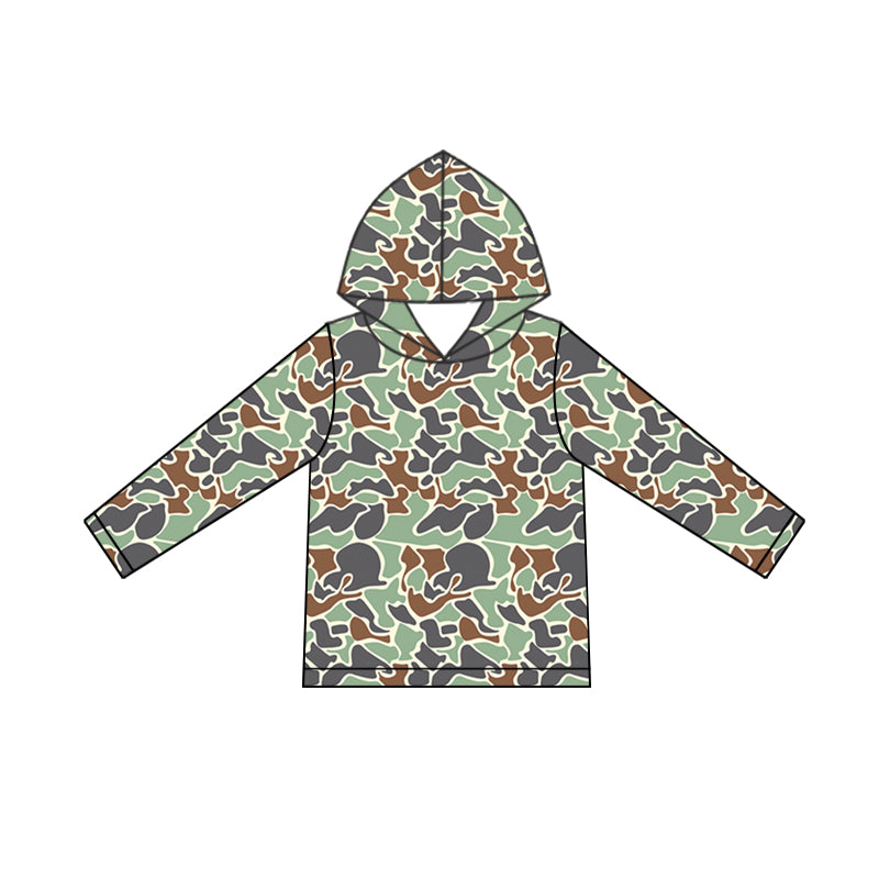 Baby Boys Clothes Tops Grey Green Camo Long Sleeve Hooded Tops Preorder BT0918