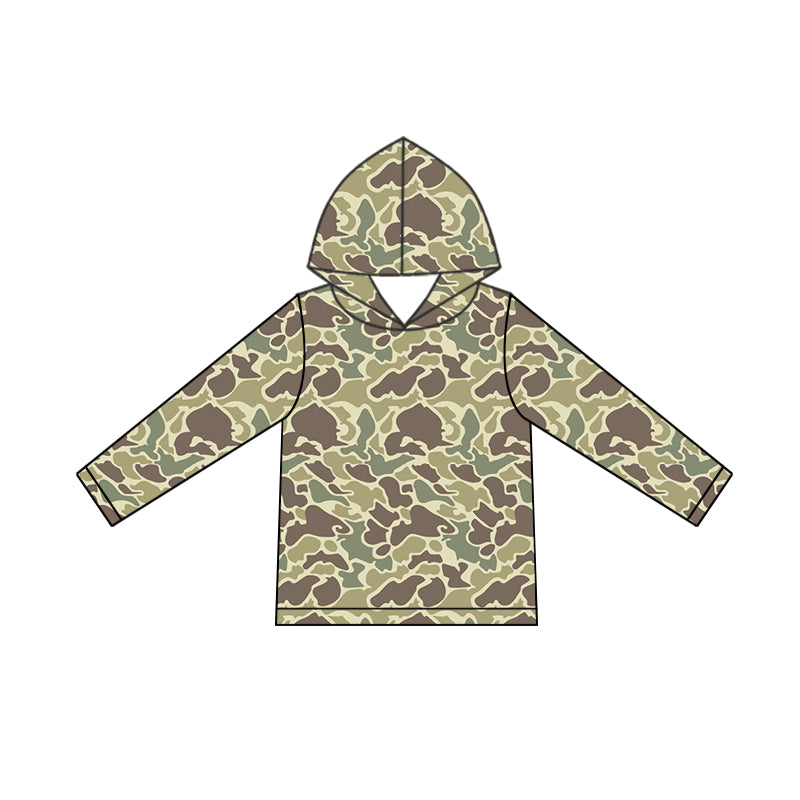 Baby Boys Clothes Tops Light Green Camo Long Sleeve Hooded Tops Preorder BT0919