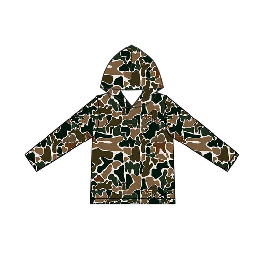 Baby Boys Clothes Top Dark Brown Camo Long Sleeve Hooded Tops Preorder BT0921