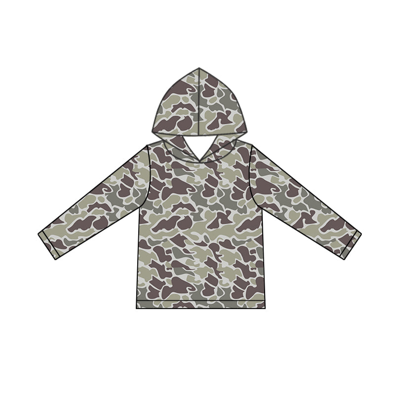 Baby Boys ClothesTops Green Camo Long Sleeve Hooded Tops Preorder BT0923