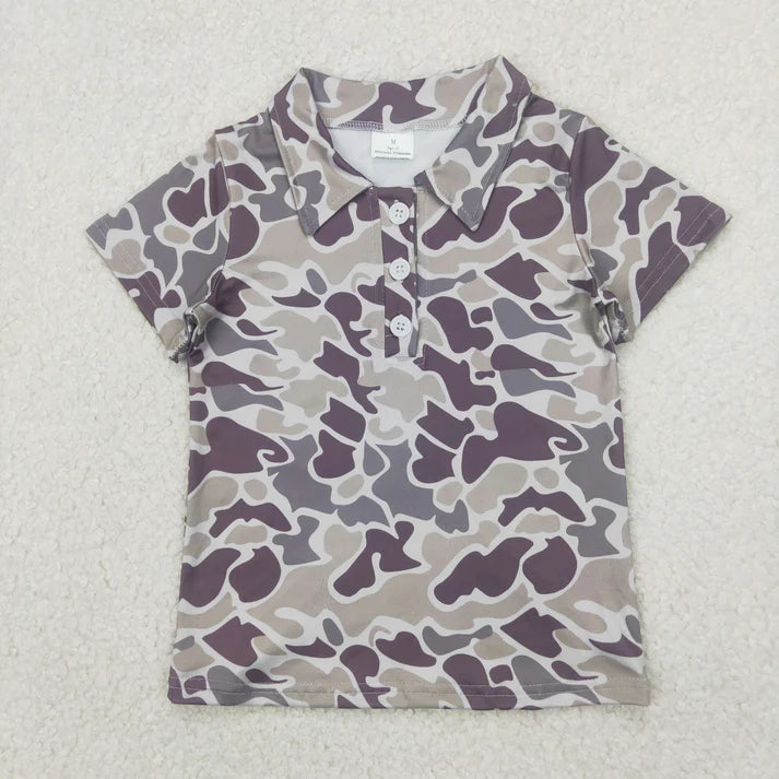 Sibling Baby Boys Short Sleeve Southern Camo Button Polo Shirts Tops