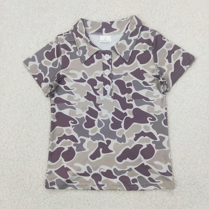 Sibling Baby Boys Short Sleeve Southern Camo Button Polo Shirts Tops