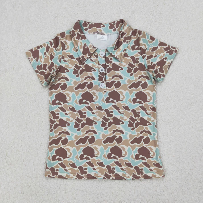 Sibling Baby Boys Short Sleeve Southern Camo Button Polo Shirts Tops