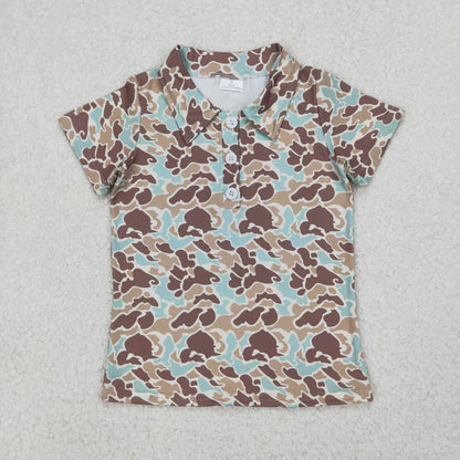 Sibling Baby Boys Short Sleeve Southern Camo Button Polo Shirts Tops