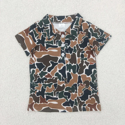 Sibling Baby Boys Short Sleeve Southern Camo Button Polo Shirts Tops