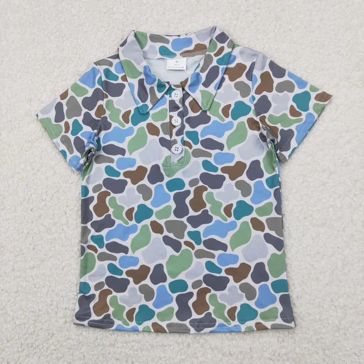 Sibling Baby Boys Short Sleeve Southern Camo Button Polo Shirts Tops