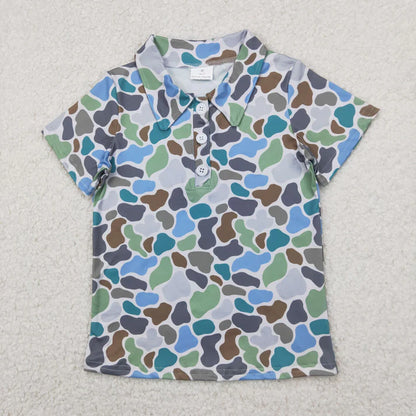 Sibling Baby Boys Short Sleeve Southern Camo Button Polo Shirts Tops