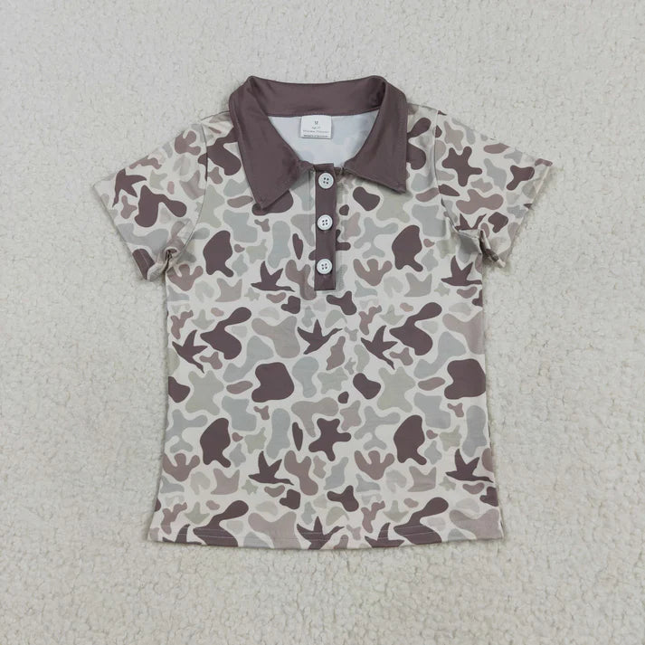 Sibling Baby Boys Short Sleeve Southern Camo Button Polo Shirts Tops